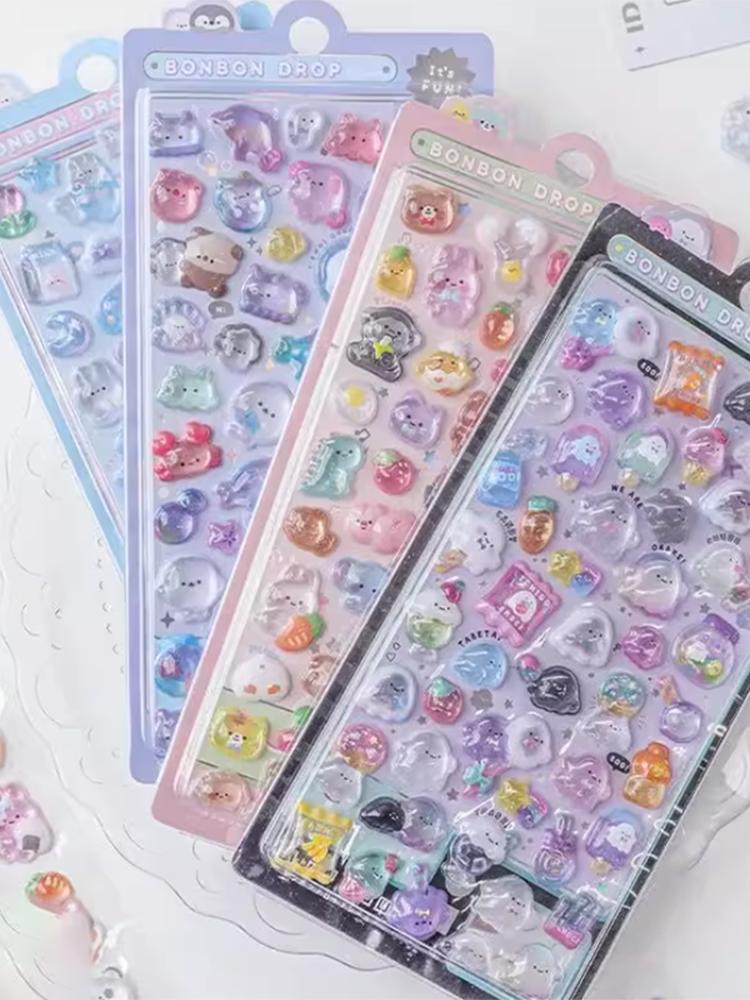 New Funny Sweet  Ice Cream Pets Drop 3d Relief Sticker Scrapbooking Diy Diary Decor Journaling Stationery Kawaii Stickers