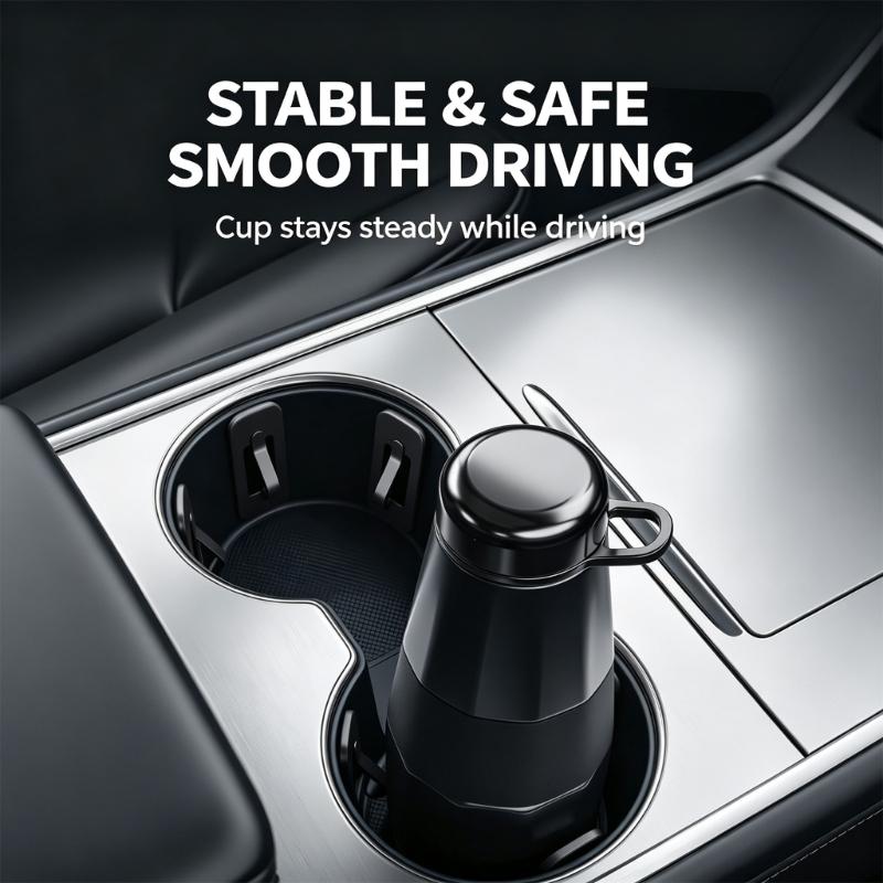 Cup Holder Stabilizer for Car, Adhesive Console Water Cup Limiter Silicone Contact for Commuting and Daily Driving