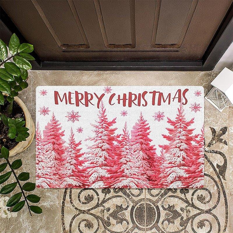 1Pcs Anti Fatigue Kitchen Rugs Snowy Pine Trees Waterproof Non-Slip Thick Cushioned Kitchen Mat Heavy Duty Comfort Standing Mat for Kitchen