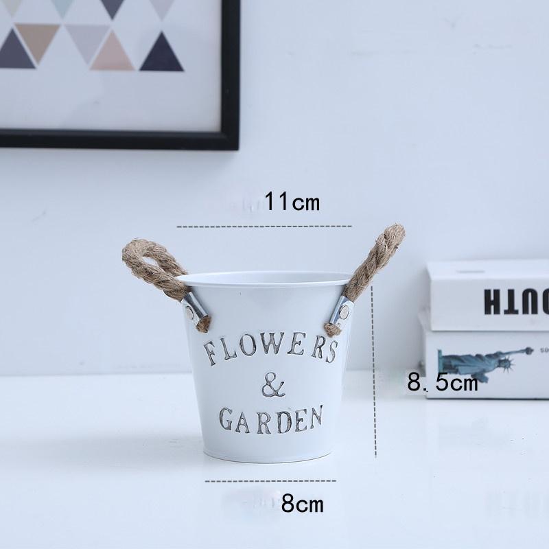 1Pc Retro Iron Creative Letters Decorative Flower Bucket Corrosion Resistant Metal Grass for Artificial Plants