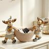 Resin Xmas Elk Decorative Bowl Cute Reindeer Ornament Jewelry Storage Tray  Home Decoration