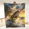 Leaping Fish at Sunset Ultra-Soft Cozy Blanket - Perfect for Winter, Ideal Gift for Fishing and Nature Enthusiasts