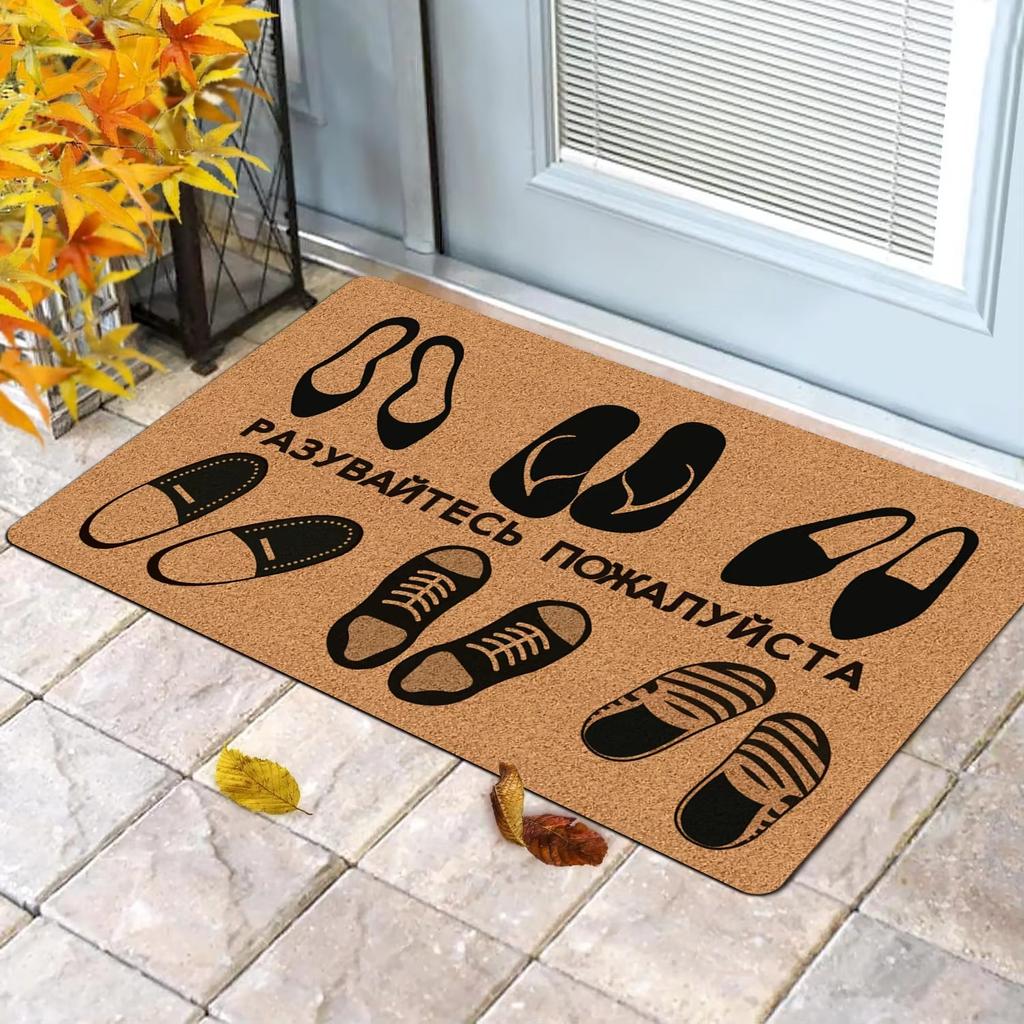 Roztomilá rohožka s kočičím motivem a siluetou černé kočky, kreslené kočičí vzory, měkký dekorativní koberec do předsíně pro domácí dekoraci, dárky