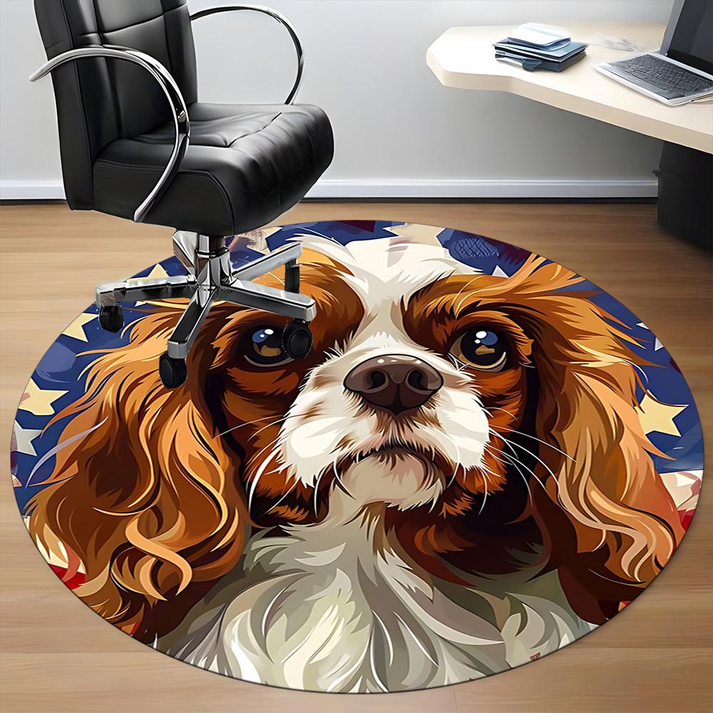 1PC Dog Stars Office Round Area Rug, Mat Suitable For Office, Under Office Chairs Bedroom Living Room Home Decor, Room Deco