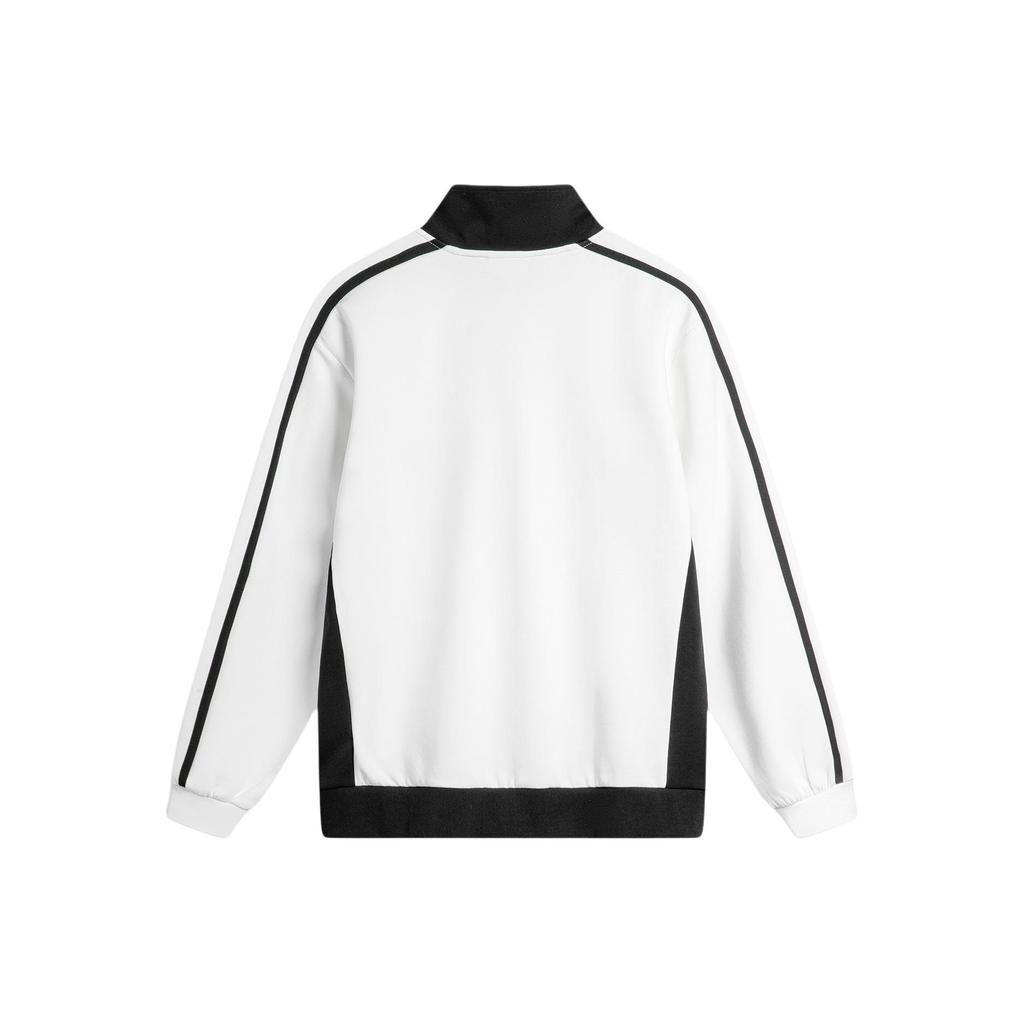 Li-Ning Sports Lifestyle Series American Retro Letter Print Straight Loose Stand Collar Versatile Casual Jacket Men Jacket White AWDU775-1