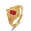Elegant Ancient Style Geometric Copper Ring For Women With Adjustable Open Design
