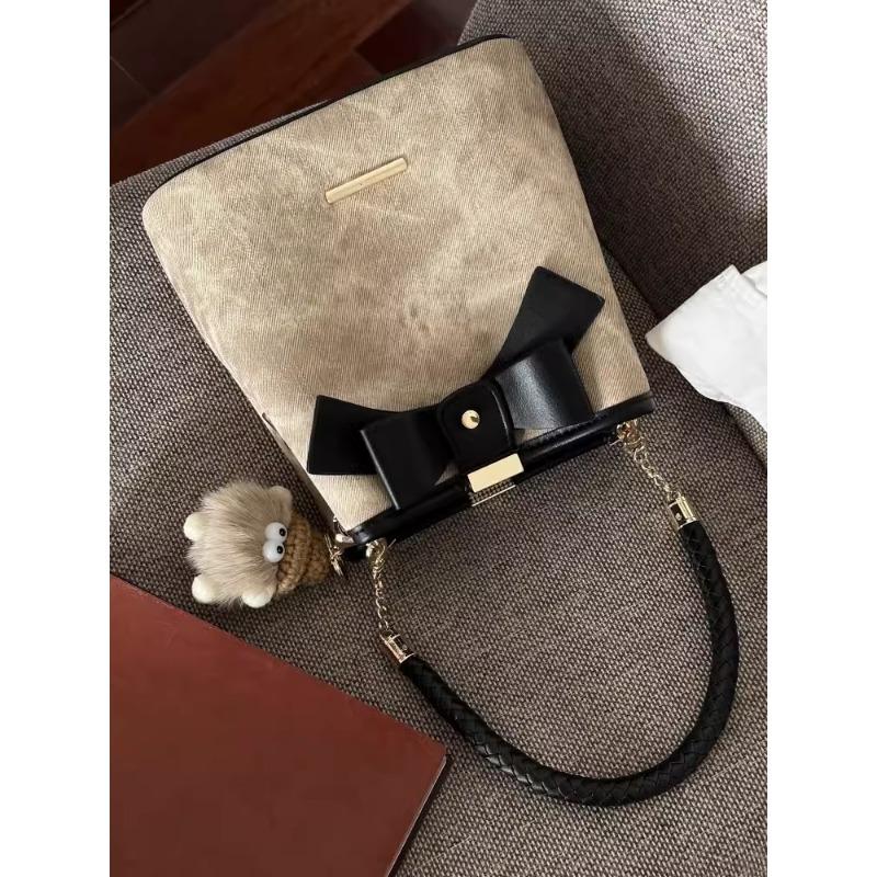 New Retro Literary Bucket Bag for Women's Niche Design High-end Handbag Casual One-shoulder Crossbody Bag