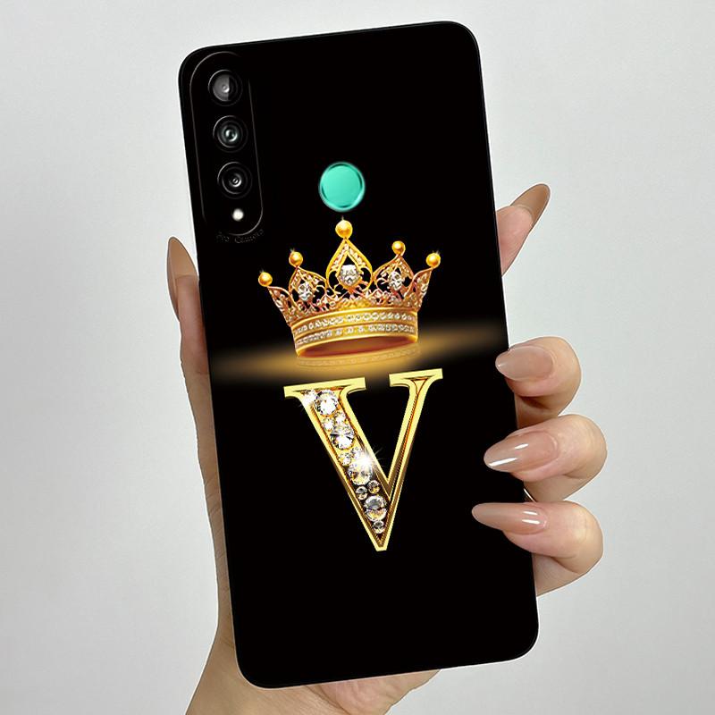 For Huawei Y7p P40 Lite E ART-L28 ART-L29 Fashion Initial Letter Couple Phone Case Y7P 2020 Soft Silicone TPU Protective Casing