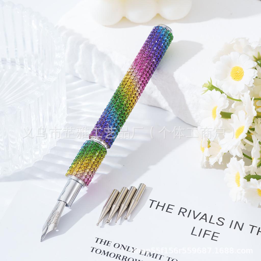 Diamond-encrusted manicure pen, drawing extremely fine manicure pen, painting pen, tracing pen, point drill pen 5 kinds of heads can be replaced