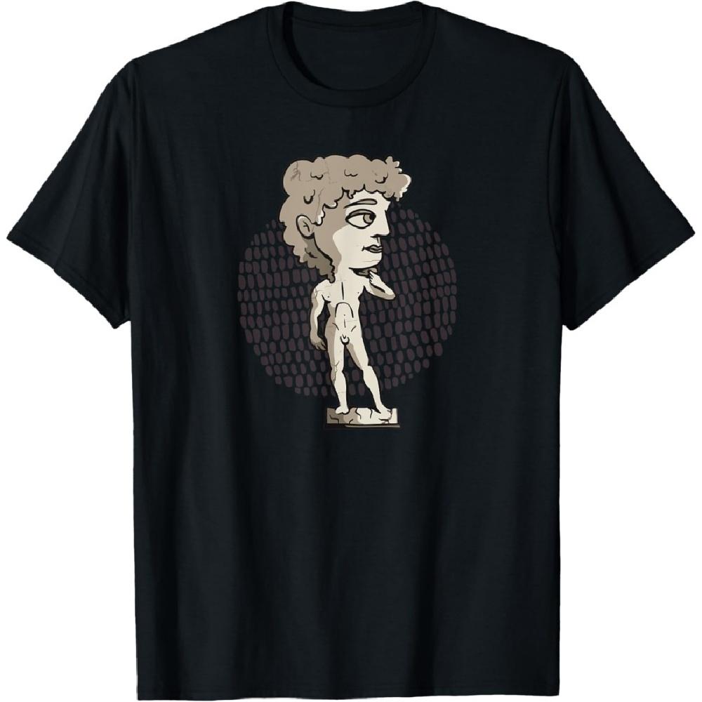 Cute Cartoon Chibi Style Kawaii David Sculpture Fine Art T-Shirt XXXXXL чёрный