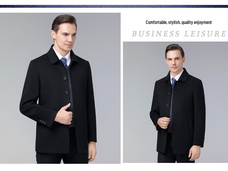 Brand Men's High-End Double-Sided Cashmere Coat - Wrinkle-Resistant Classic Business Wool Jacket