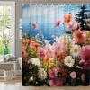 Ocean Floral Garden Waterproof Mildew-Resistant Shower Curtain - Vibrant Design for a Refreshing Bathroom Décor Experience
