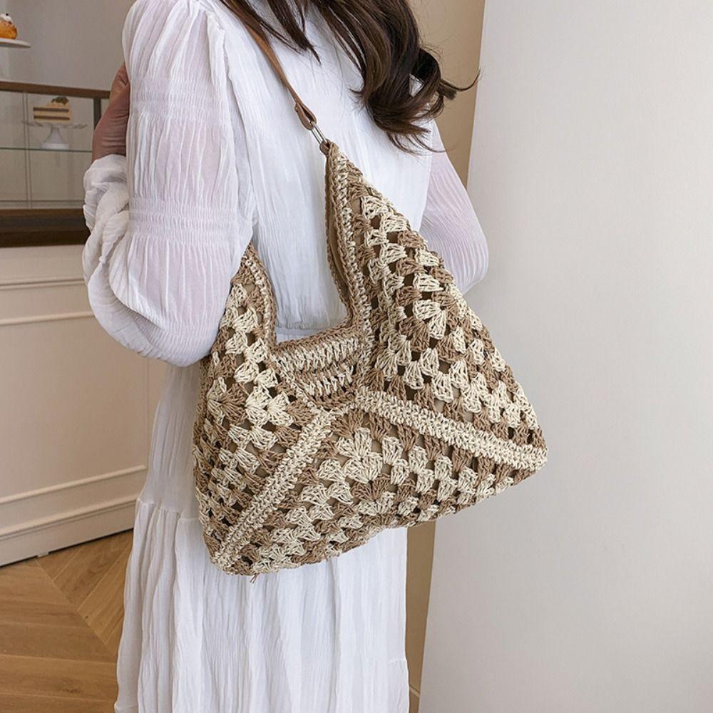 Summer Weave Shoulder Bag Beach Women's Handbags Trendy Straw Crochet Bag  Ladies/Girls