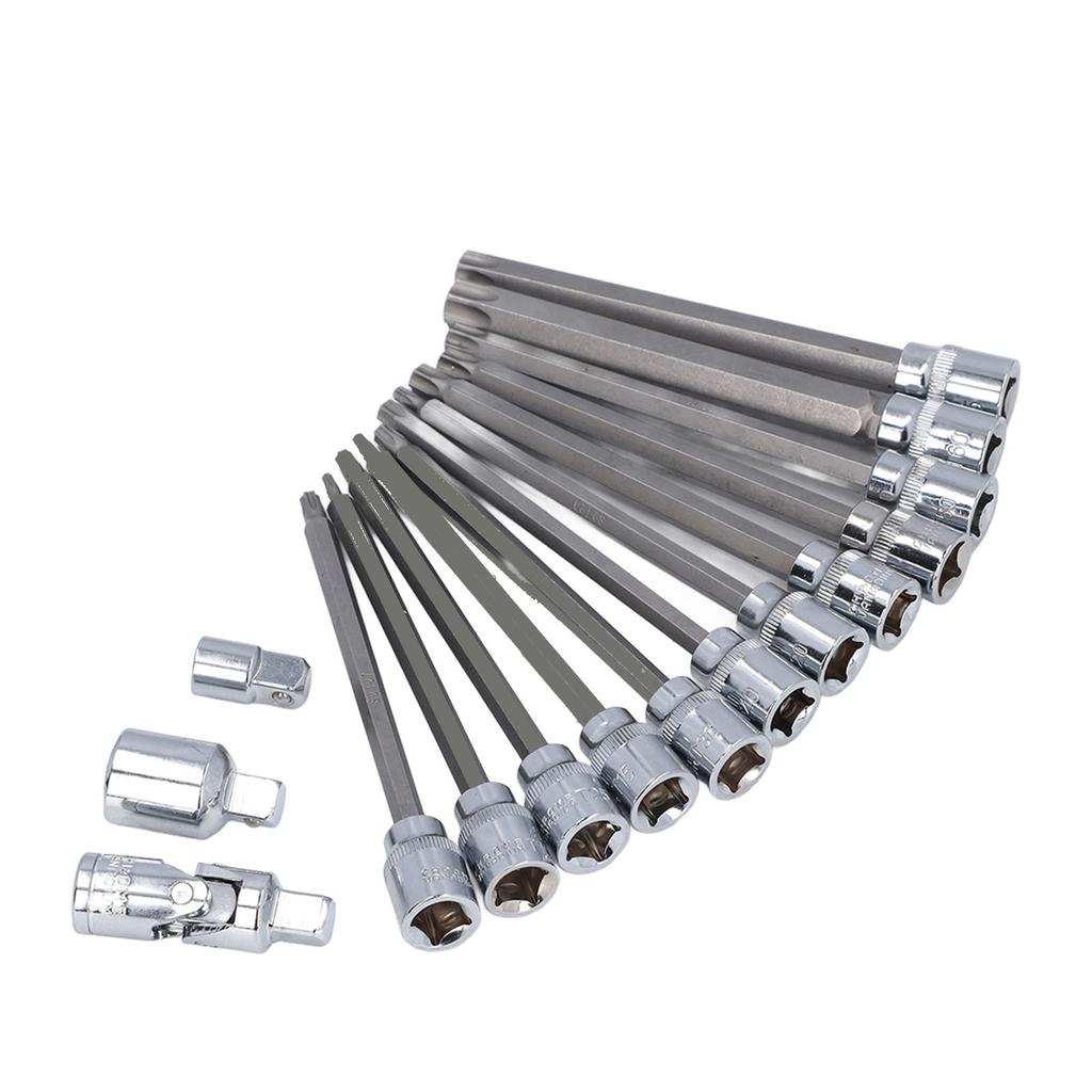15PCS Set Long Hex Bit Socket Set S2 Alloy Steel Extra Hard 38 Inch Extended Hex Wrench Set