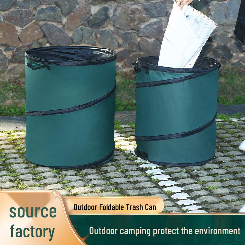 Foldable Oxford Cloth Autumn Leaves 55x66 Pop-Up Trash Can for Barbecue