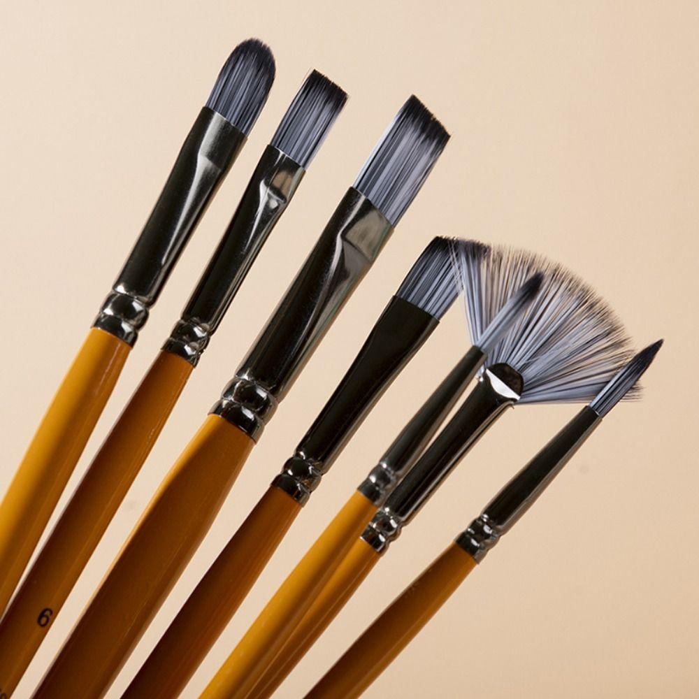 Synthetic Nylon Hair Acrylic Oil Brushes Wooden Handle Art Paint Brushes Art Supplies Gouache