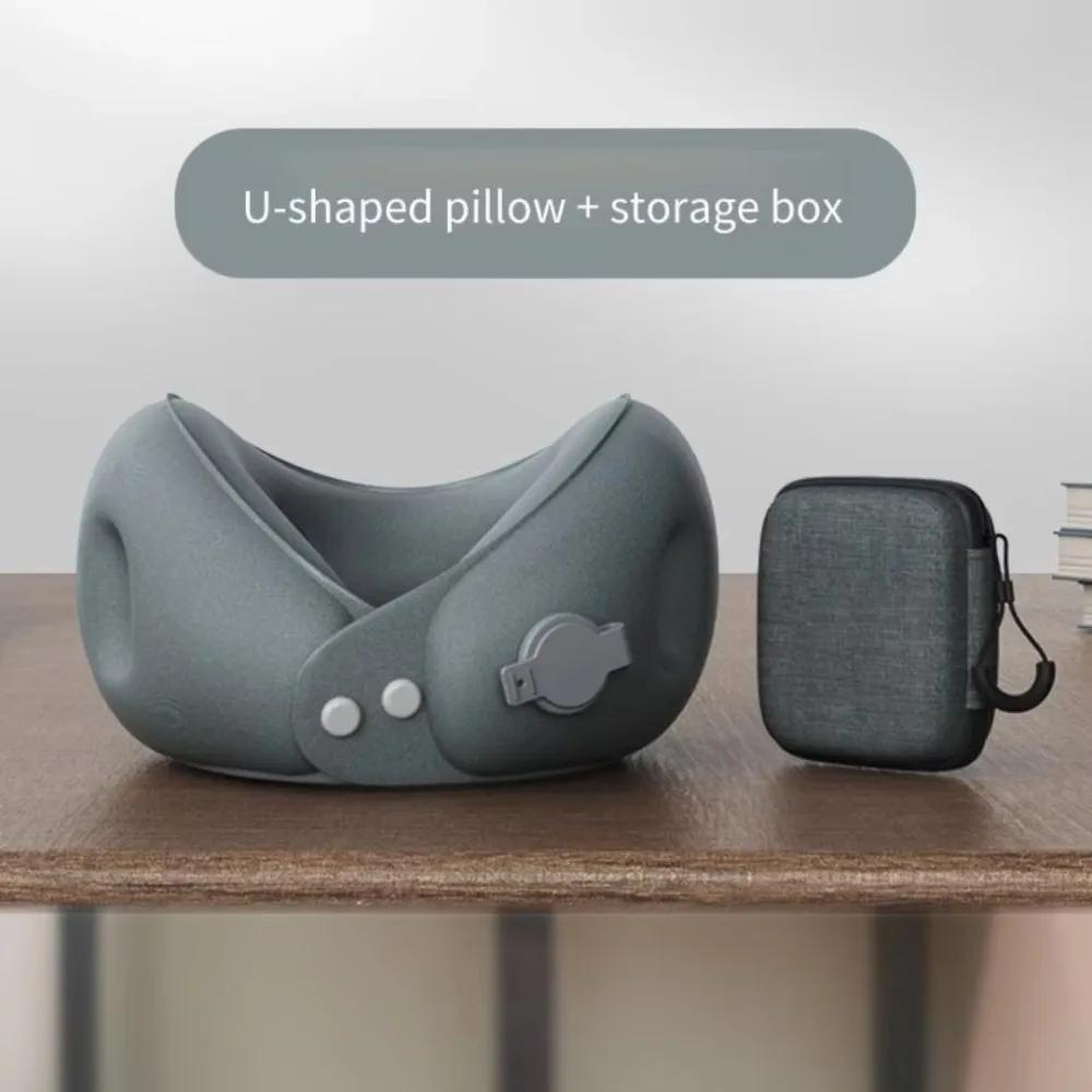 New U-Shaped U-Shaped Neck Pillow Portable Design Washable Travel Neck Pillow Inflatable With Storage Bag Sleep Nap Pillows