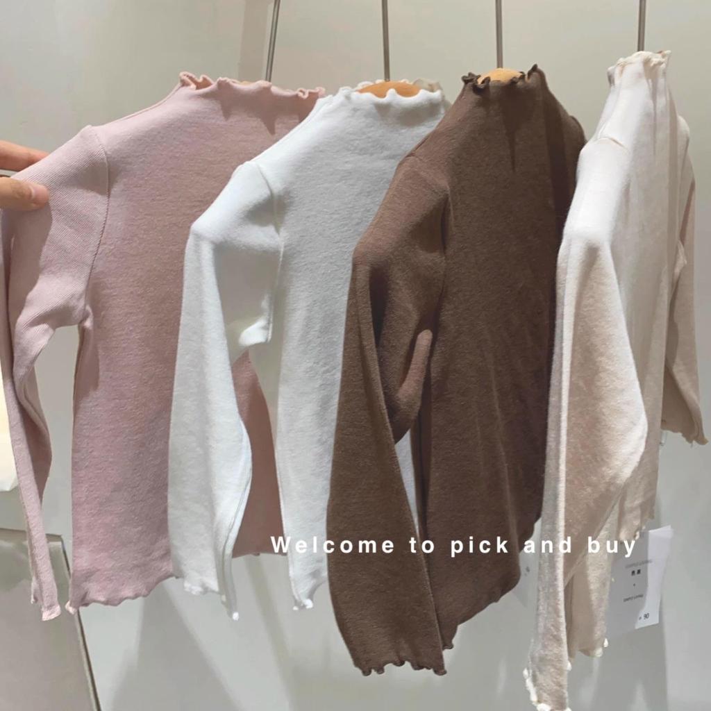 Maglietta Termica a Maniche Lunghe in Pile Versatile per Ragazze Coreane