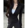 Spring and Autumn Ribbed Women's Short Zip-Up Cardigan Slim-Fit Stand-Up Jacket Yoga Jacket