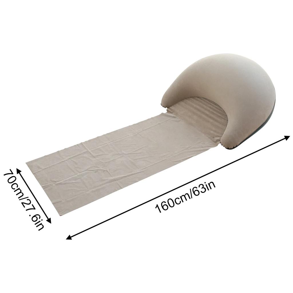 Flocked PVC Inflatable Beach Mat 63" Waterproof Poolside Lounger With Pillow Sunbathing Compact Travel Sleeping Pad For Adults