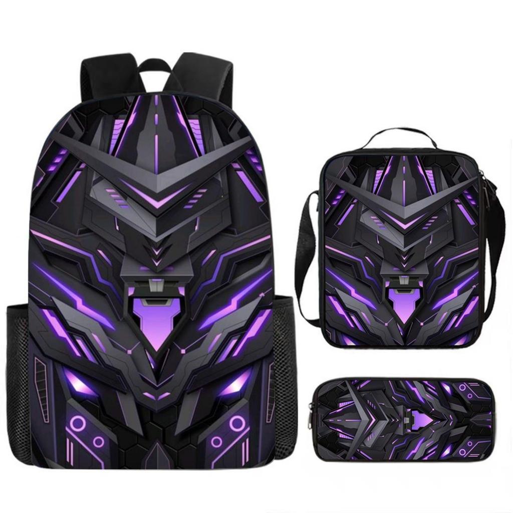Conjunto de Mochila Escolar Mecânica Infantil - Mochila Escolar de Grande Capacidade com Bolsa de Ombro e Estojo para Estudantes