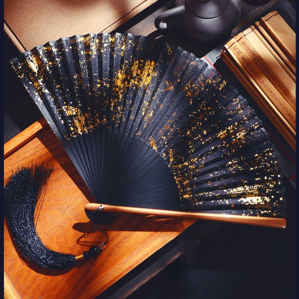 6inch Chinese Retro Fan with Tassel Hand Hold Fan Portable Folded Fan Chinese Style