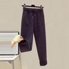 Women's Korean-Style Fleece-Lined Sweatshirt & Nine-Point Wool Pants Set