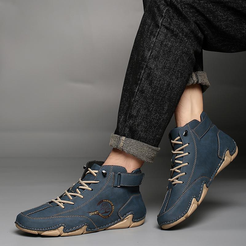 Autumn Winter Handmade Split Leather Boots Men Shoes Comfortable Ankle Boots For Men Casual Shoes Moccasins Men Boots