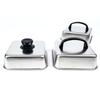 Stainless Steel BBQ Grill Lid With Ergonomic Handle Square Basting Cover Cheese Melting Dome For Indoor And Outdoor Use