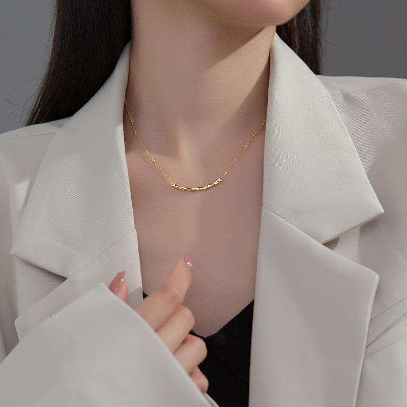 Sterling Silver Choker Twist Necklace for Women Fashion Elegant Charms Geometric Korean Chain Jewelry Accessories