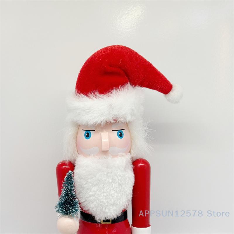 1Pcs Wooden Nutcracker Santa Claus Figurine Decoration 25cm Santa Claus Nutcracker Festive Ornament