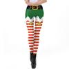 Womens Christmas Striped Print Slim Mid-Rise Leggings Cosplay Bottoms