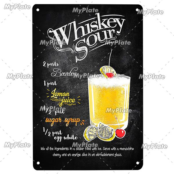Cocktail Metallschild Plakette Metallschild Vintage Pub Lustiges Blechschild Wanddeko für Bar Pub Club Man Cave Blechschilder Vintage