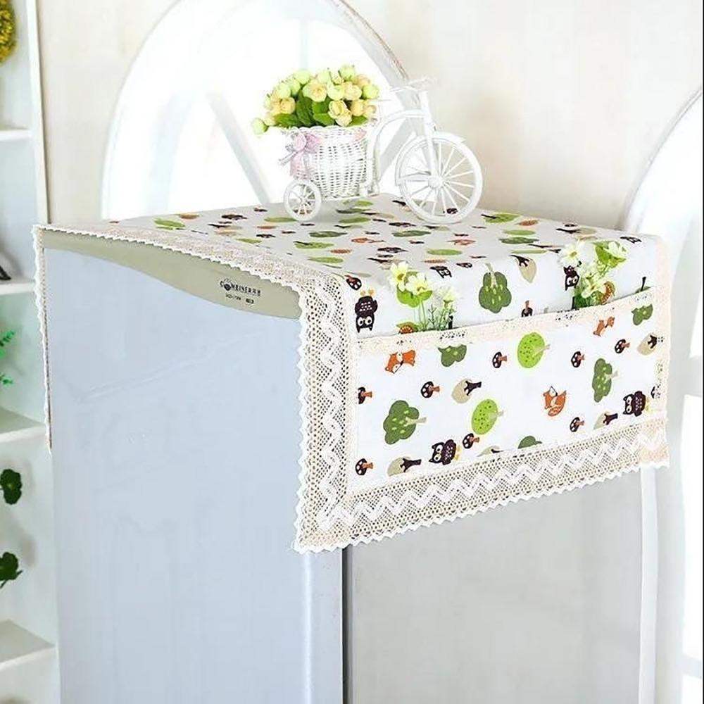 1Pcs Dustproof Refrigerator Cloth Cotton Linen Washing Machine Towel Fridge Protection Cover