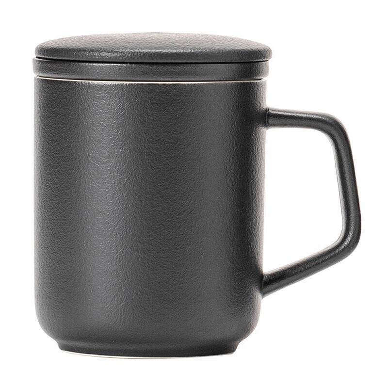 Zen Black Ceramic Tea Mug with Lid and Filter