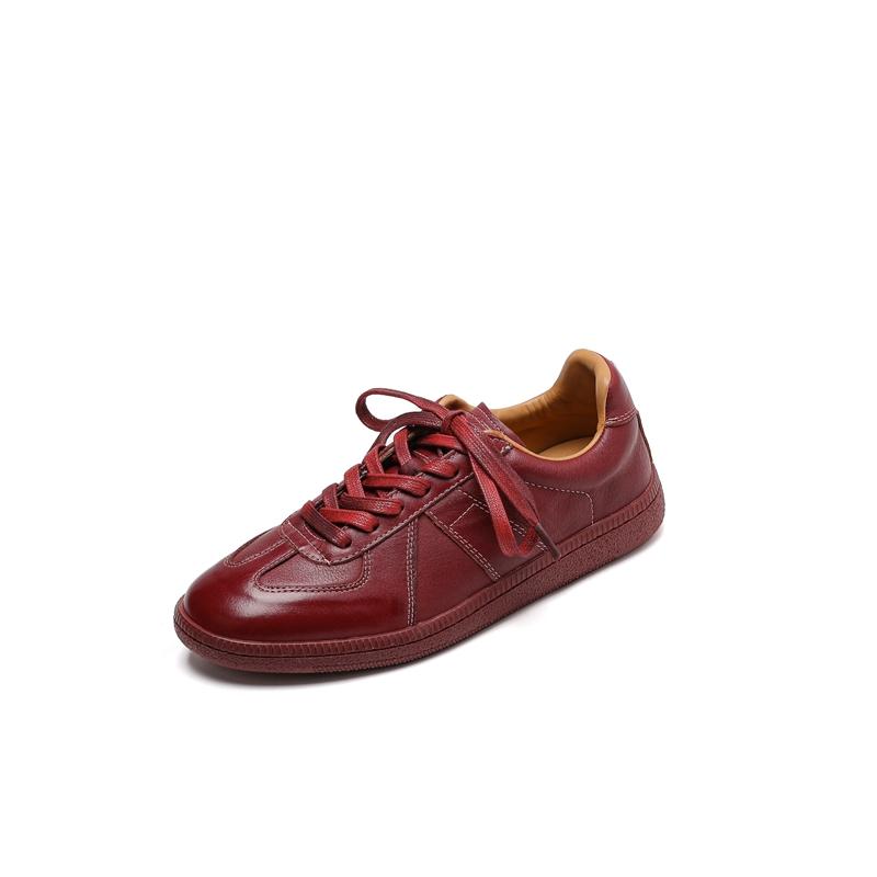 

Модная женская обувь Повседневные туфли на шнуровке на плоской подошве Туфли-лодочки на толстом каблуке Натуральная кожа Винтаж Весна 2025 Офисная леди Повседневное платье Размер 35-40 40 вино красного