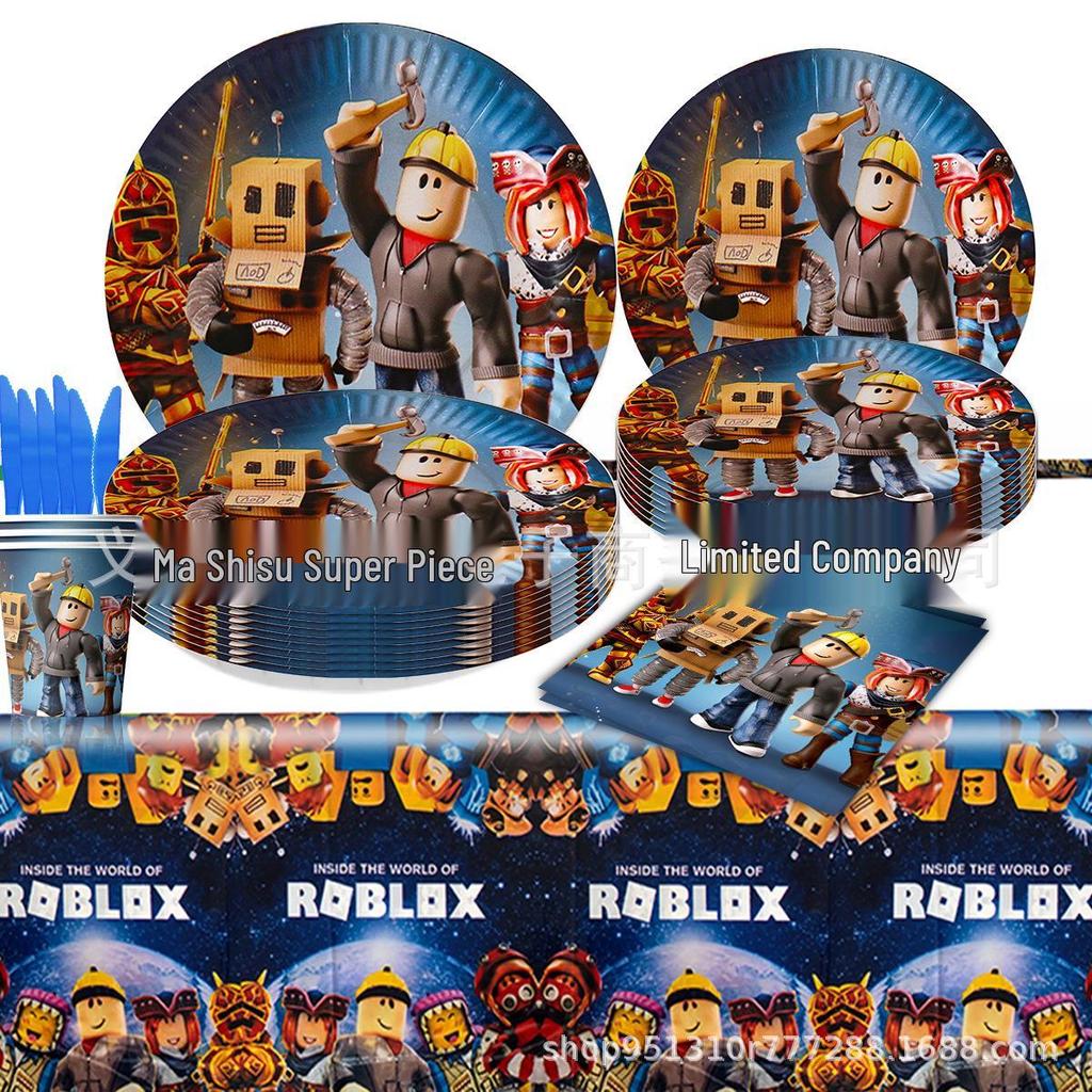 Roblox Party Supplies: Virtual World Game Decorations - Plates, Cups, Hats, Napkins, Banner