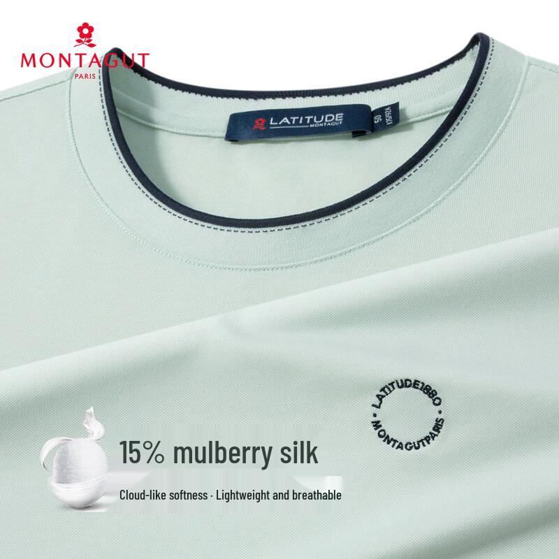 

MONTAGUT Men s 15% Silk Blend Breathable Casual Short Sleeve T-Shirt 48
