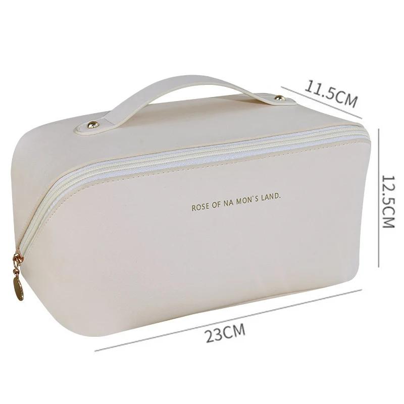 Cosmetic Bags For Women Elegant PU Leather Make Up Pouch Travel Toiletries Organizer Storage Hangbag Carry-on Makeup Tote