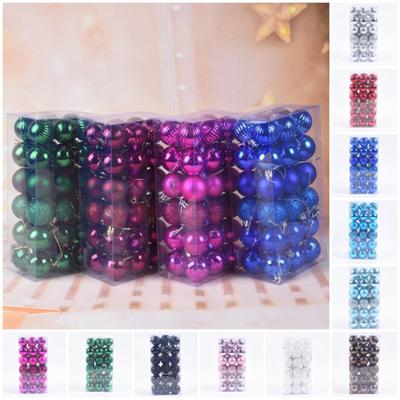 36Pcs Christmas Balls Shatterproof Anti-deform Plastic Decorative Shiny Glitter Xmas Balls for Home