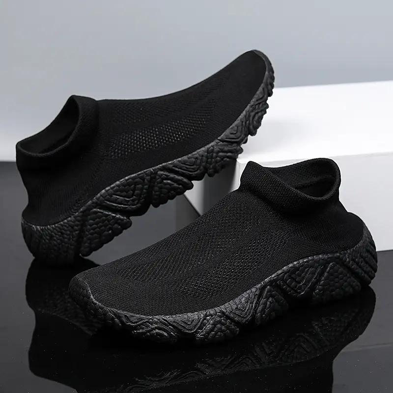 Men's Summer Casual Outdoor Hiking Shoes with Elastic Mesh for Breathable Male Sneakers Soft Bottom Wear Resistant Running Shoes