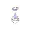 Irregular Purple Water Drop Rhinestone Zirconia Chain Ring For Women Stylish Fashion Accessory