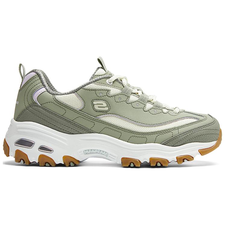 Skechers DLites 1.0 Retro Classic Lightweight Comfortable Versatile Durable Breathable Low Top Running Shoes Women Sneaker Green White 150241-GRMT