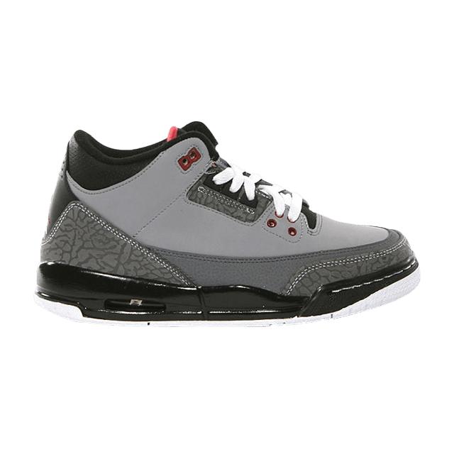Air Jordan 3 Retro GS Stealth Kids Sneakers Grey Vrsty-Red-Lt-Grpht-Blk 398614-003