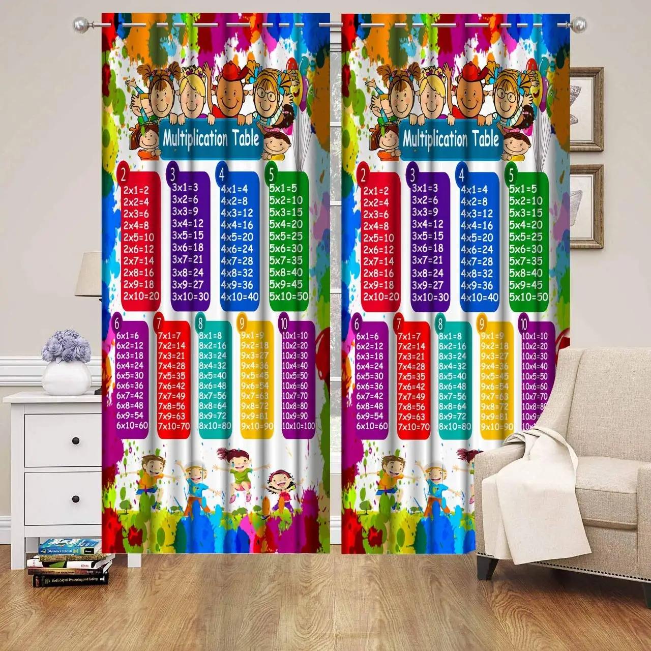 

ABCD Alphabet Printed Curtains for Kids Room Blinds Window Living Room Kitchen Treatment Ready Made Small Window Drape Various Pattern W55 X H120cm X 2&Grommet Top