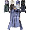 Export Women's Spring & Fall Sports Running Hooded Cardigan Quick-Drying Brushed High Elastic Zipper Pocket Yoga Outwear 396