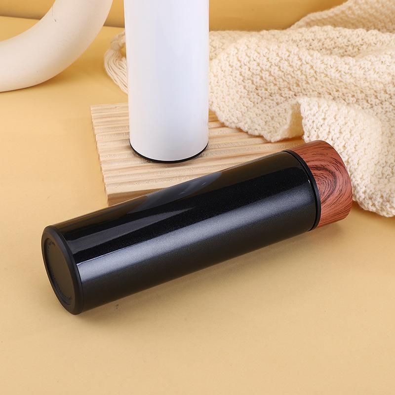 Simple Stainless Steel Vacuum Cup Wood Grain Cup Lid Car Portable Cup Portable Cup Men's Tea Cup Tea Separation