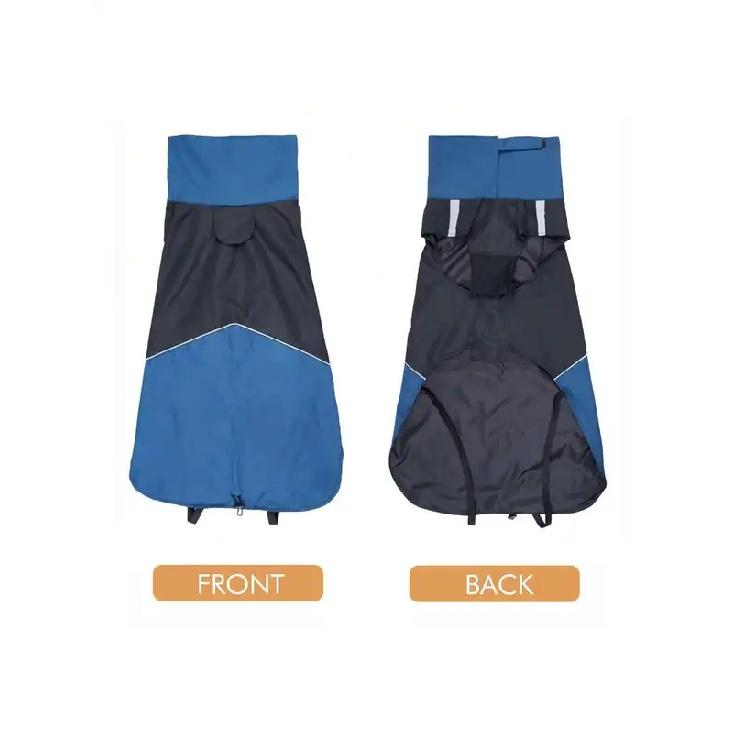 Windproof Waterproof Dog Warm Coat, High Collar Reflective Strip Pet Outdoor Vest, Color Block Dog Jacket for Camping Hiking
