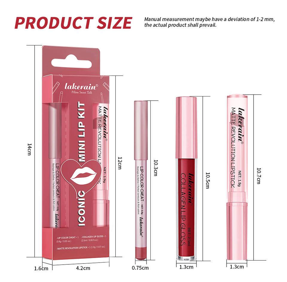 Combo Labbra Rossetto Opaco + Matita Labbra Set Lucidalabbra Idratante Opaco Impermeabile Lunga Durata Set Rossetto Labbra Set Trucco Labbra