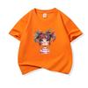 Kids Cotton T Shirt Bright Rainbow Hair Girl Watercolor Print Crew Neck Short Sleeve Tee Casual Boys Girls Summer Tops